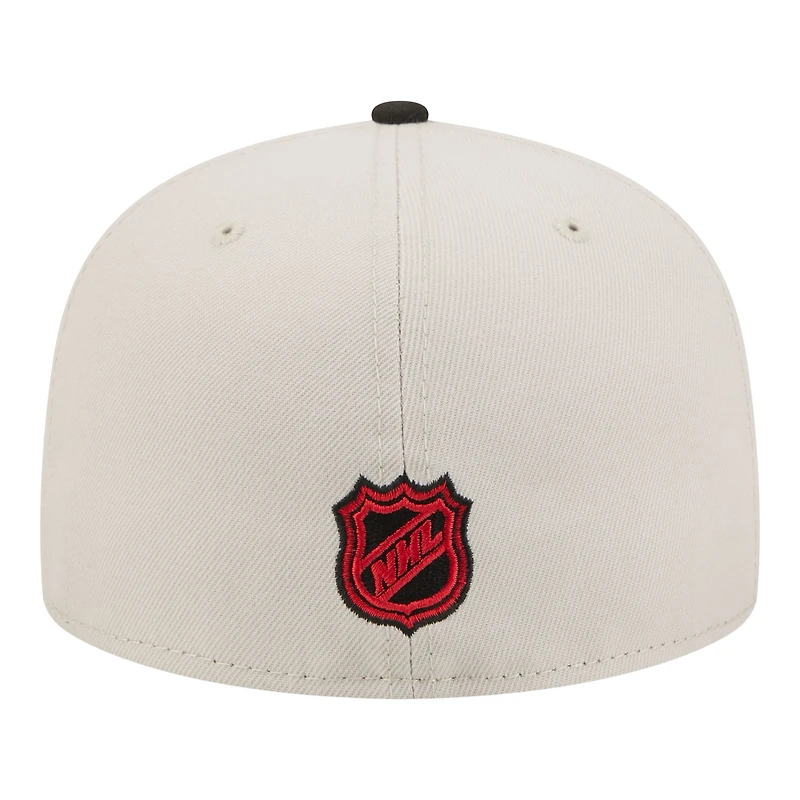Casquette ajustée New Era 59FIFTY pour homme, beige/noir, Chicago Blackhawks, modèle City Icon.