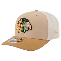 Men's New Era Tan/Light Brown Chicago Blackhawks Two-Tone Trucker 9SEVENTY Stretch Snap Adjustable Hat