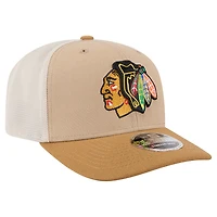 Men's New Era Tan/Light Brown Chicago Blackhawks Two-Tone Trucker 9SEVENTY Stretch Snap Adjustable Hat
