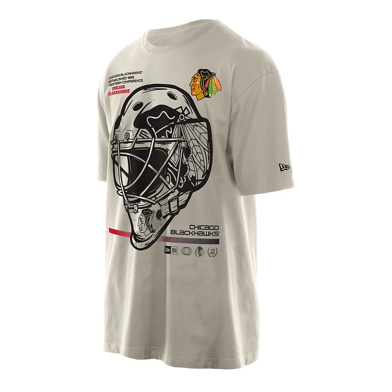 T-shirt pour homme New Era Tan Chicago Blackhawks Goalie Mask
