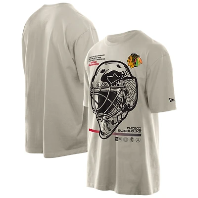 Men's New Era Tan Chicago Blackhawks Goalie Mask T-Shirt