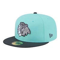 Men's New Era  Turquoise/Charcoal Chicago Blackhawks Two-Tone Color Pack 59FIFTY Fitted Hat
