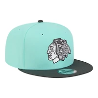 Men's New Era  Turquoise/Charcoal Chicago Blackhawks Two-Tone Color Pack 9FIFTY Snapback Hat