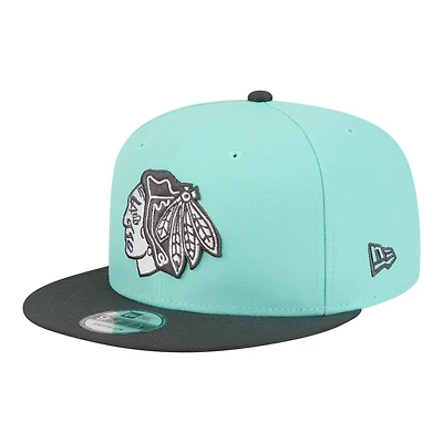 Casquette snapback New Era 9FIFTY pour homme, coloris turquoise/charbon des Blackhawks de Chicago (lot de 2)