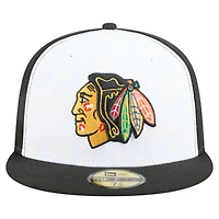 Men's New Era White/Black Chicago Blackhawks Repeat Two-Tone 59FIFTY Fitted Hat