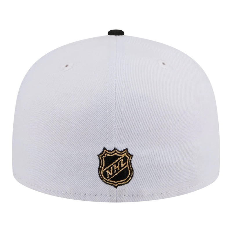 Casquette ajustée New Era 59FIFTY pour homme, blanche et noire, logo des Blackhawks de Chicago