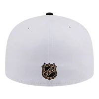 Casquette ajustée New Era 59FIFTY pour homme, blanche et noire, logo des Blackhawks de Chicago