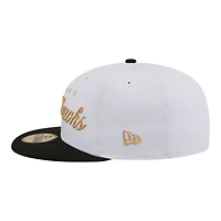 Casquette ajustée New Era 59FIFTY pour homme, blanche et noire, logo des Blackhawks de Chicago