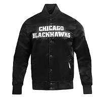 Veste à bouton-pression classique en satin noir Pro Standard pour hommes des Blackhawks de Chicago