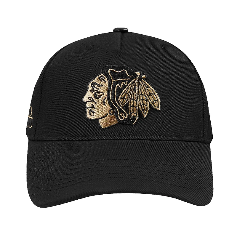 Casquette ajustable à pincement sur le devant avec logo métallique des Blackhawks de Chicago Pro Standard pour homme