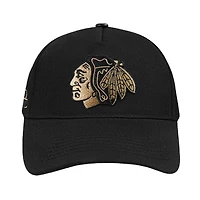 Casquette ajustable à pincement sur le devant avec logo métallique des Blackhawks de Chicago Pro Standard pour homme
