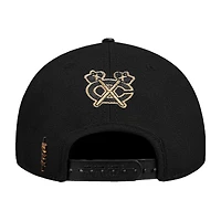 Men's Pro Standard  Black Chicago Blackhawks Metallic Logo Pinch Front Adjustable Hat
