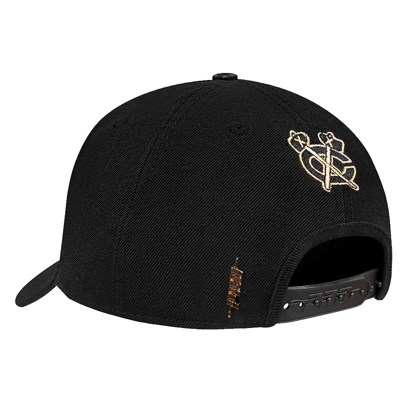 Casquette ajustable à pincement sur le devant avec logo métallique des Blackhawks de Chicago Pro Standard pour homme