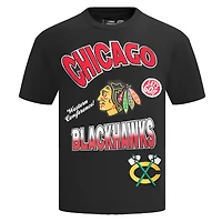 Men's Pro Standard Black Chicago Blackhawks Turn It Up Dropped Shoulder T-Shirt