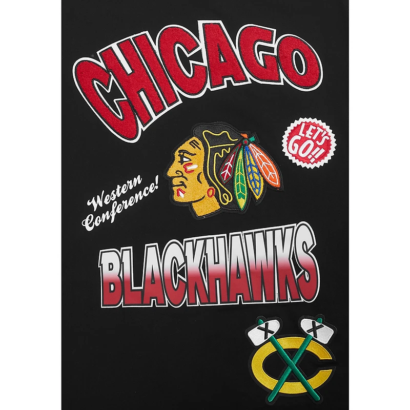 Men's Pro Standard Black Chicago Blackhawks Turn It Up Dropped Shoulder T-Shirt