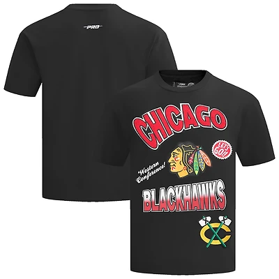 Men's Pro Standard Black Chicago Blackhawks Turn It Up Dropped Shoulder T-Shirt