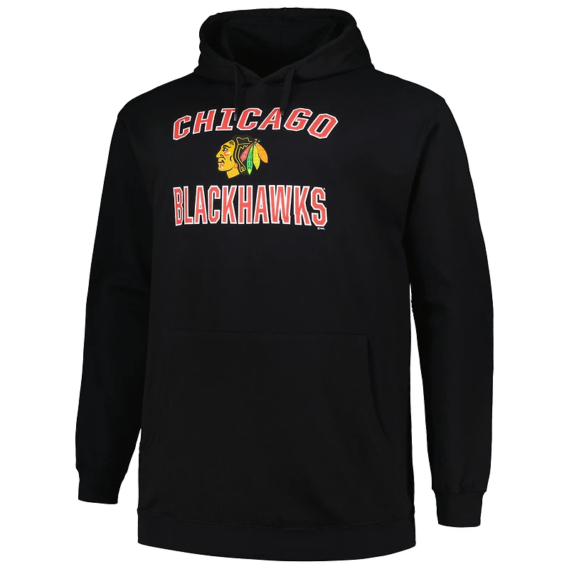 Sweat à capuche noir pour hommes des Blackhawks de Chicago Big & Tall Arch Over Logo