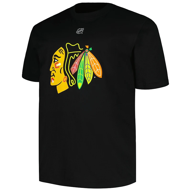 Profil pour hommes Connor Bedard Noir Chicago Blackhawks Big & Tall Nom et numéro T-shirt