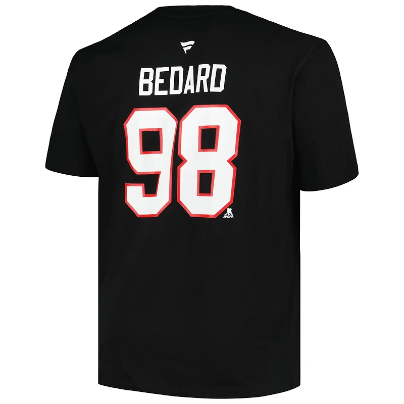 Profil pour hommes Connor Bedard Noir Chicago Blackhawks Big & Tall Nom et numéro T-shirt