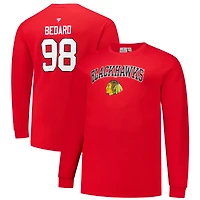 Sweat-shirt thermique à col rond pour homme Connor Bedard Red Chicago Blackhawks Big & Tall Name Number