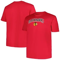 T-shirt profil rouge pour hommes des Blackhawks de Chicago Big & Tall Arch Over Logo
