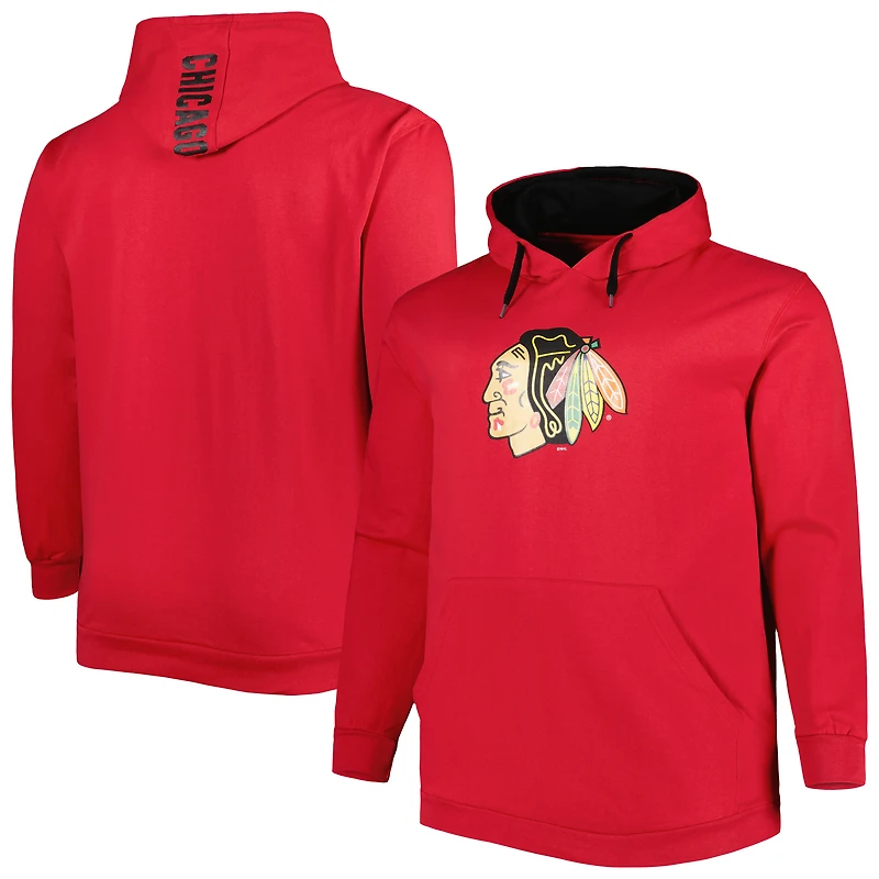 Sweat à capuche polaire rouge Chicago Blackhawks pour homme, grandes tailles
