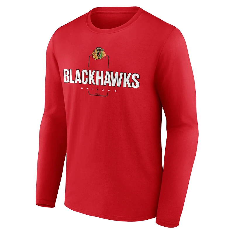 Men's Red Chicago Blackhawks Custom Midfielder Long Sleeve T-Shirt