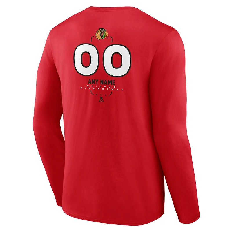 Men's Red Chicago Blackhawks Custom Midfielder Long Sleeve T-Shirt
