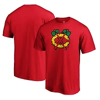 T-shirt rouge pour homme avec logo Splatter des Blackhawks de Chicago