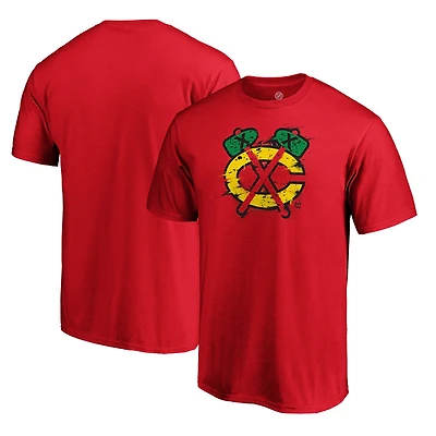 Men's  Red Chicago Blackhawks Splatter Logo T-Shirt