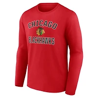 Men's  Red Chicago Blackhawks Victory Arch Long Sleeve T-Shirt