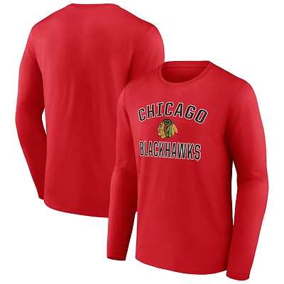 Men's Red Chicago Blackhawks Victory Arch Long Sleeve T-Shirt