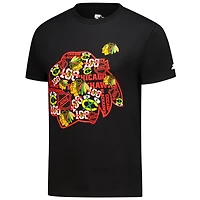 T-shirt homme Starter noir avec logo collage des Blackhawks de Chicago