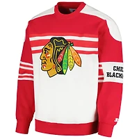 Sweat-shirt à col rond en polaire Starter White Chicago Blackhawks Defense pour hommes