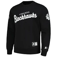 Sweat-shirt à carreaux croisés Starter x NHL Black Ice noir des Chicago Blackhawks pour hommes