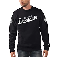 Sweat-shirt à carreaux croisés Starter x NHL Black Ice noir des Chicago Blackhawks pour hommes