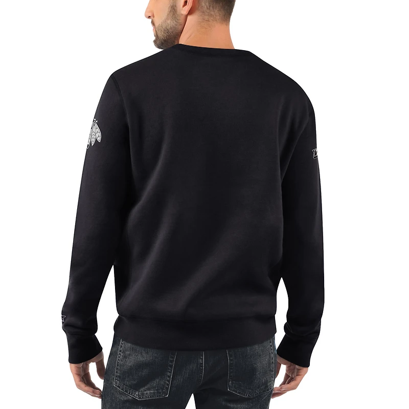 Sweat-shirt à carreaux croisés Starter x NHL Black Ice noir des Chicago Blackhawks pour hommes