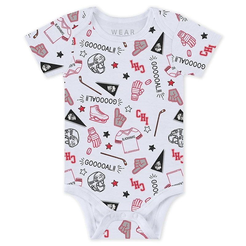 Newborn & Infant WEAR by Erin Andrews Chicago Blackhawks Turn Me Around Bodysuits Pants 3-Piece Set