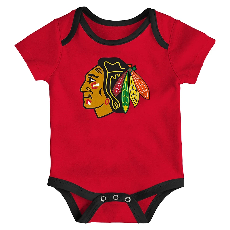 Ensemble de trois bodies pour nouveau-né des Chicago Blackhawks Loyal Buddies