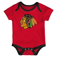 Ensemble de trois bodies pour nouveau-né des Chicago Blackhawks Loyal Buddies