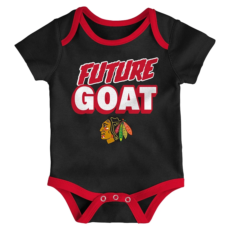 Ensemble de trois bodies pour nouveau-né des Chicago Blackhawks Loyal Buddies