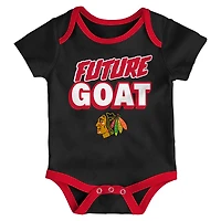 Ensemble de trois bodies pour nouveau-né des Chicago Blackhawks Loyal Buddies