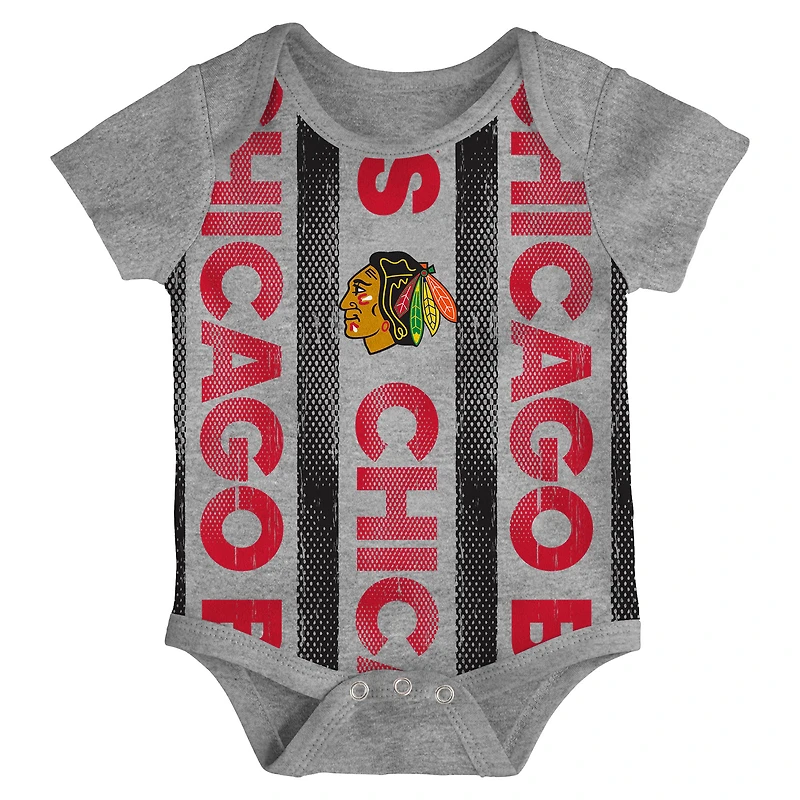 Ensemble de trois bodies pour nouveau-né des Chicago Blackhawks Loyal Buddies