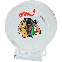 Oliver Moore Chicago Blackhawks Autographed Crystal Puck - Filled with Ice from the 2023-24 Season