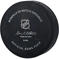 Rondelle de match officielle autographiée par Oliver Moore des Chicago Blackhawks