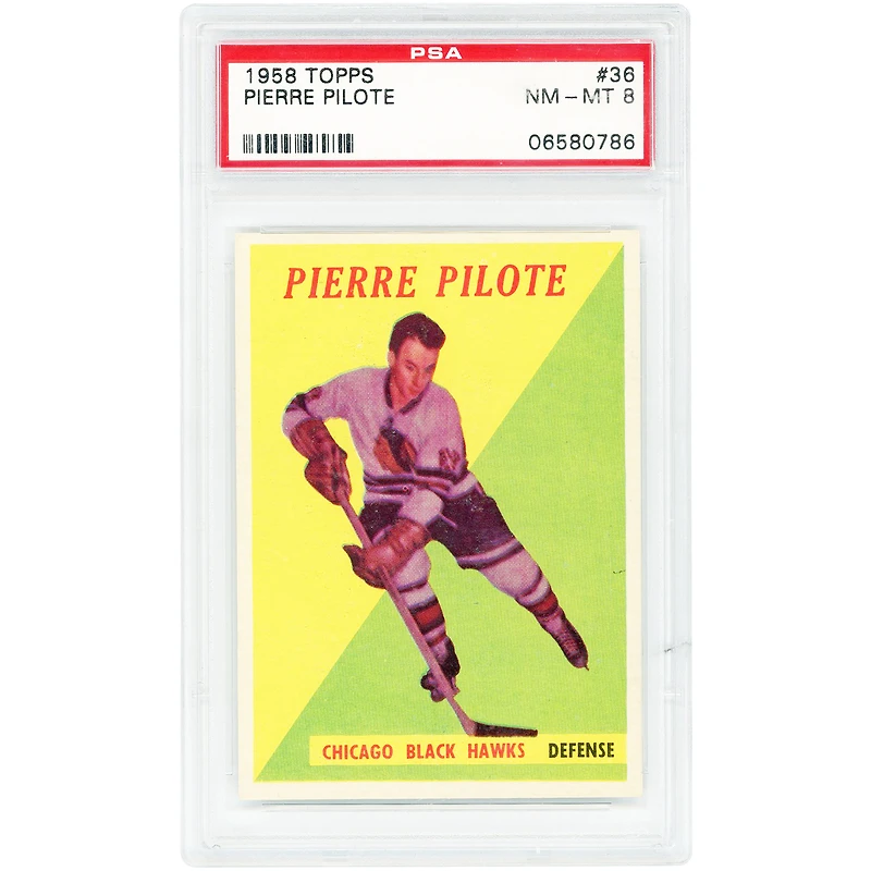 Pierre Pilote Chicago Blackhawks 1958 Topps #36 PSA Authenticated 8 Card