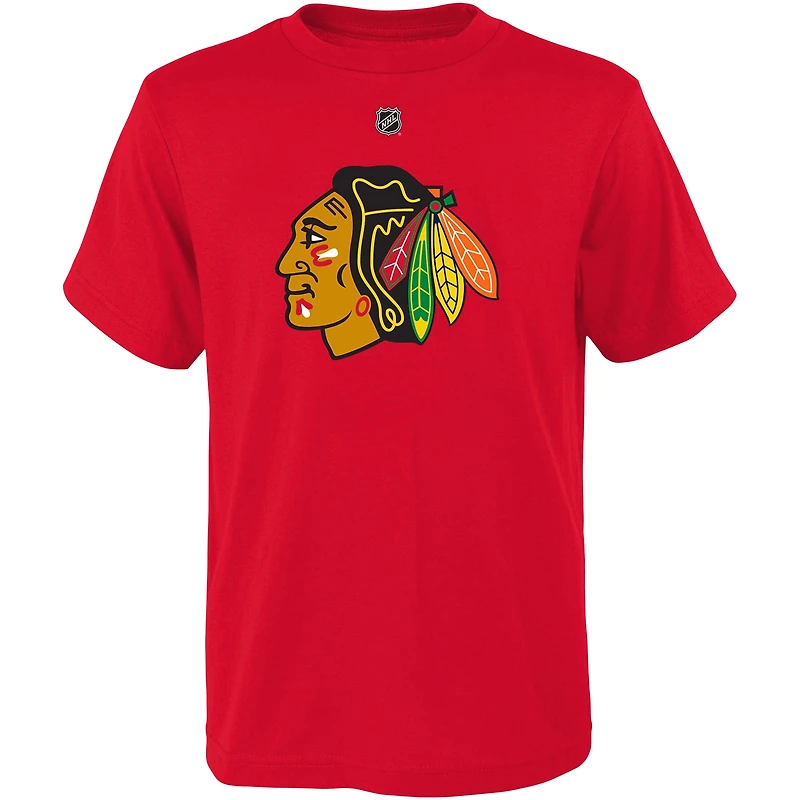 T-shirt avec nom et numéro de pile authentique des Blackhawks Chicago, Connor Bedard, rouge, préscolaire