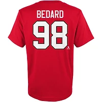 T-shirt avec nom et numéro de pile authentique des Blackhawks Chicago, Connor Bedard, rouge, préscolaire
