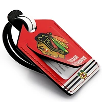Étiquette de bagage en cuir personnalisée Blackhawks de Chicago rouge