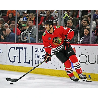 Seth Jones Chicago Blackhawks Unsigned Skates Red Jersey Photograph